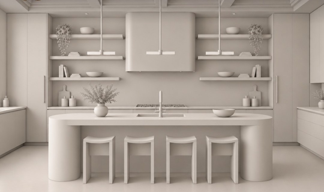Travertine Kitchen, clay model